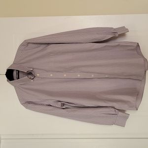 Kirkland Men's Purple Striped Non-Iron Dress Shirt- Size 16